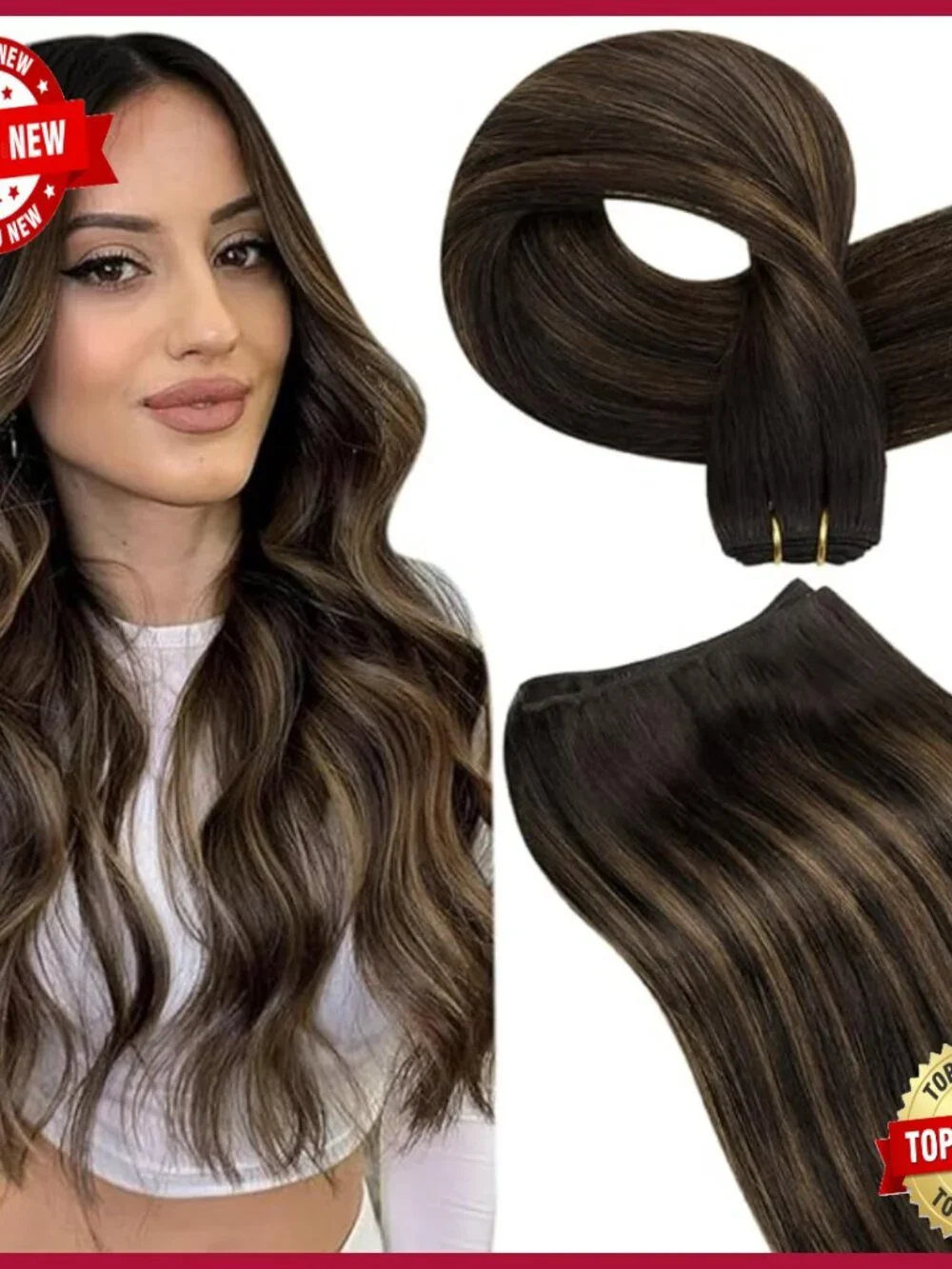 20 Inch Human Hair Sew In Weft Extensions 100g Balayage Ombre